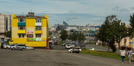 Petropavlovsk-Kamchatsky, Russia - August 17, 2016: Main streets of the city Petropavlovsk-Kamchatskyのeditorial素材