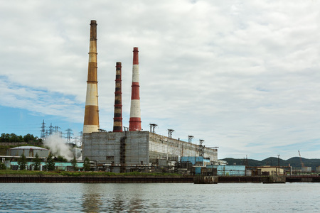Petropavlovsk-Kamchatsky, Russia - August 15, 2016: Kamchatka CHPP-1 is the largest Thermal power plant in the Avacha Bayのeditorial素材