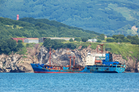 Petropavlovsk-Kamchatsky, Russia - August 15, 2016: Cargo tanker Ust-Karsk near the coast of Kamchatka.のeditorial素材