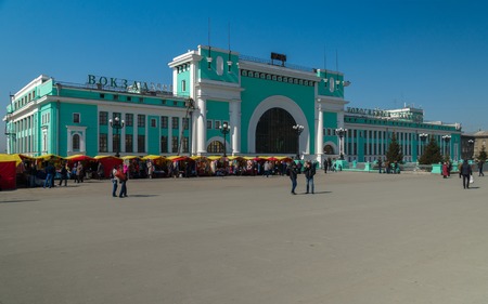 Novosibirsk, Russia - April 11, 2017: Building of the railway station in the city of Novosibirskのeditorial素材
