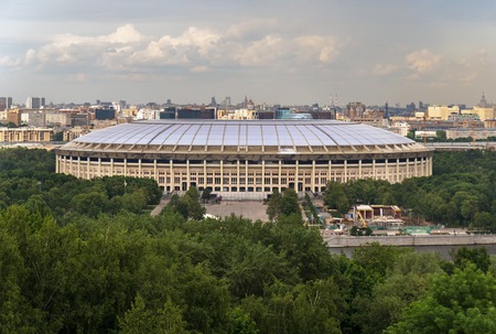 Moscow, Russia - June 12, 2017: Luzhniki Stadium. View of Moscow from the observation platform on Sparrow Hillsのeditorial素材