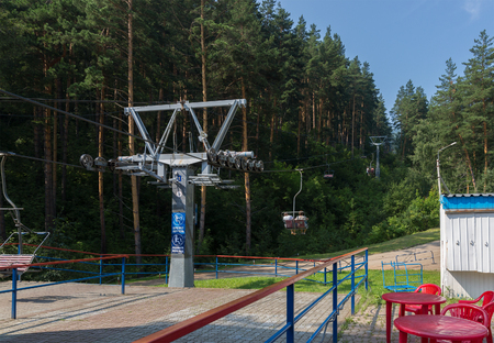 Altai, Russia - August 2, 2013: Cableway in the summer in Belokurikha in the Altai Krai