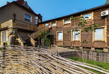 Altai, Russia - August 1, 2013: Hotel boarding Pomestye in Belokurikha in the Altai Kraiのeditorial素材