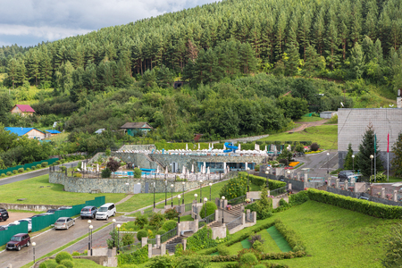 Belokurikha, Russia - July 25, 2015: Territory of Sanatorium Rodnik Altaya in the resort city of Belokurikha in the Altai Kraiのeditorial素材
