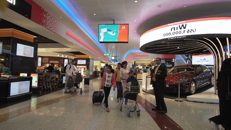 Dubai, UAE - April 09, 2018: Dubai International Airport is the primary international airport serving Dubai, United Arab Emirates and is the worlds busiest airport by international passenger trafficのeditorial素材