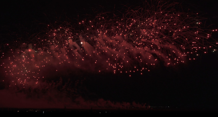 Colorful fireworks on black sky backgroundの写真素材