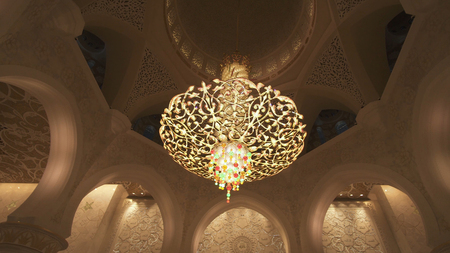 Abu Dhabi, UAE - April 04, 2018: Sheikh Zayed Grand Mosque is one of the six largest mosques in the worldのeditorial素材