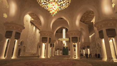 Abu Dhabi, UAE - April 04, 2018: Sheikh Zayed Grand Mosque is one of the six largest mosques in the worldのeditorial素材