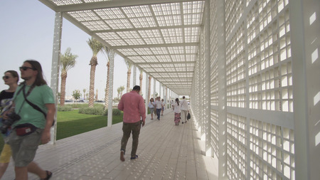 Abu Dhabi, UAE - April 04, 2018: Territory of the new museum Louvre in Abu Dhabiのeditorial素材