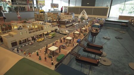 Dubai, UAE - April 01, 2018: Exhibition of mock-ups Deira made of Lego pieces in Miniland Legoland at Dubai Parks and Resortsのeditorial素材