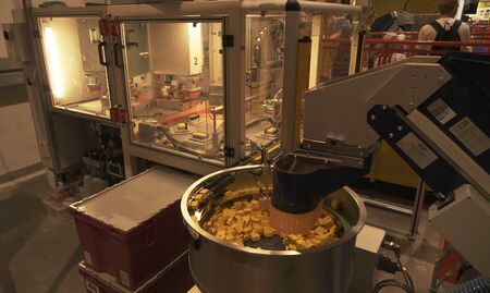 Dubai, UAE - April 01, 2018: Demonstration of the technological process of manufacturing the details of the designer in the Lego factory in Dubai Legoland at Dubai Parks and Resortsのeditorial素材