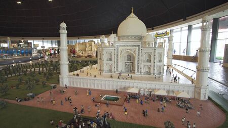 Dubai, UAE - April 01, 2018: Exhibition of mock-ups Taj Mahal made of Lego pieces in Miniland Legoland at Dubai Parks and Resortsのeditorial素材