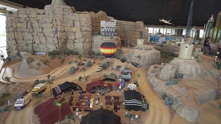 Dubai, UAE - April 01, 2018: Exhibition of mock-ups Petra made of Lego pieces in Miniland Legoland at Dubai Parks and Resortsのeditorial素材