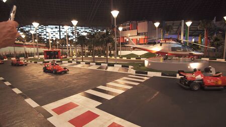Abu Dhabi, UAE - April 04, 2018: Junior GP Driving School in Ferrari World Abu Dhabiのeditorial素材