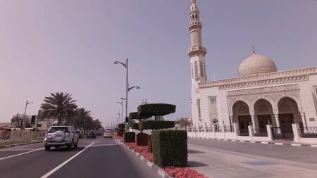 Dubai, UAE - April 04, 2018: Car trip on elite area Jumeirah in Dubaiのeditorial素材