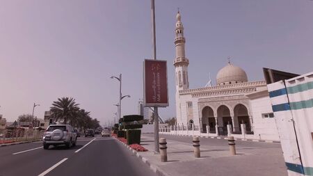 Dubai, UAE - April 04, 2018: Car trip on elite area Jumeirah in Dubaiのeditorial素材