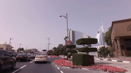 Dubai, UAE - April 04, 2018: Car trip on elite area Jumeirah in Dubaiのeditorial素材