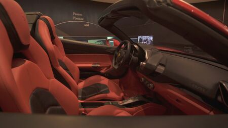 Abu Dhabi, UAE - April 04, 2018: Exhibition car in a theme park Ferrari World Abu Dhabiのeditorial素材
