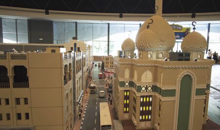 Dubai, UAE - April 01, 2018: Exhibition of mock-ups Deira made of Lego pieces in Miniland Legoland at Dubai Parks and Resortsのeditorial素材