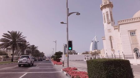 Dubai, UAE - April 04, 2018: Car trip on elite area Jumeirah in Dubaiのeditorial素材