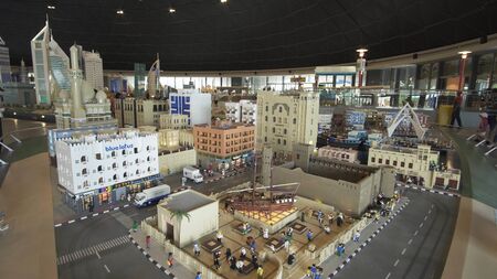 Dubai, UAE - April 01, 2018: Exhibition of mock-ups Deira made of Lego pieces in Miniland Legoland at Dubai Parks and Resortsのeditorial素材