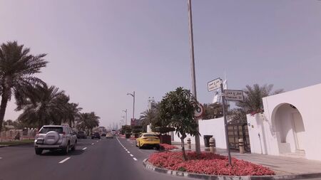 Dubai, UAE - April 04, 2018: Car trip on elite area Jumeirah in Dubaiのeditorial素材