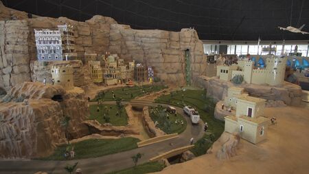 Dubai, UAE - April 01, 2018: Exhibition of mock-ups Petra made of Lego pieces in Miniland Legoland at Dubai Parks and Resortsのeditorial素材