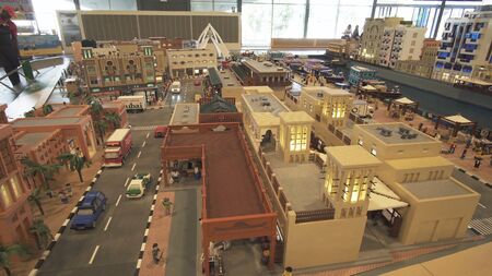 Dubai, UAE - April 01, 2018: Exhibition of mock-ups Deira made of Lego pieces in Miniland Legoland at Dubai Parks and Resortsのeditorial素材