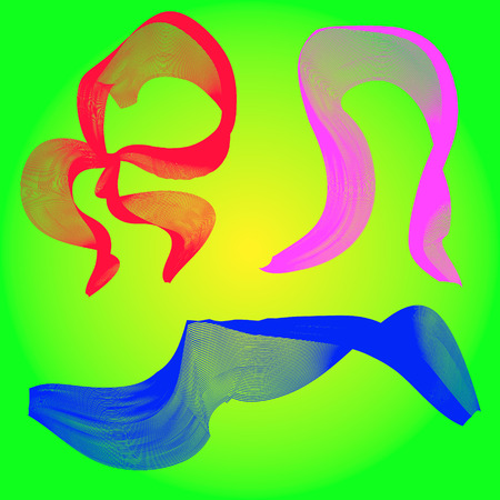 Set of 3 chiffon scarf on green backgroundのイラスト素材