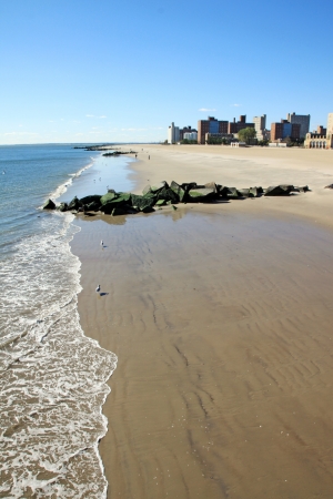 The Coney Island coast in winter timeの写真素材