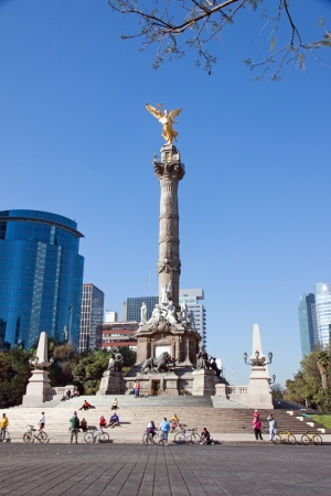 MEXICO CITY - FEBRUARY  3, 2013 The Angel of Independence, officially known as a victory column located on a roundabout over Paseo de la Reforma  on february 3, 2013 in Mexico City, Mexico のeditorial素材