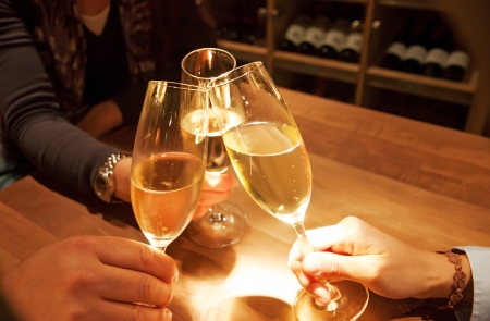 Celebration  People holding glasses of champagne making a toastの写真素材
