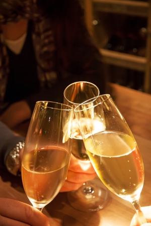 Celebration  People holding glasses of champagne making a toastの写真素材