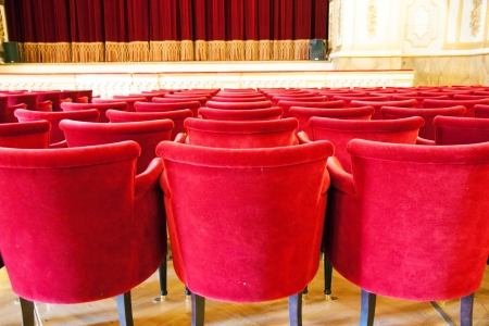 The empty chairs ina theatre before the showのeditorial素材