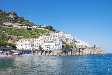 Panoramic view of Amalfi in the Costiera Amalfitana, Italyのeditorial素材