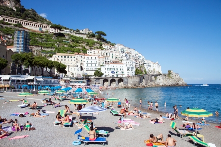 AMALFI, ITALY - JUNE 21,2013  Amalfi is the main town of the coast on which it is located, the Costiera Amalfitana,  and is today an important tourist destination  Amalfi is included in the UNESCO World Heritage Sites のeditorial素材