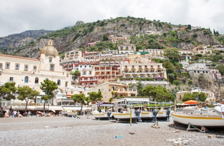POSITANO, ITALY -  JUNE 25, 2013  Positano is a village and a comune on the Amalfi Coast  Costiera Amalfitana , in Campania, Italy, mainly in a enclave in the hills leading down to the cost with beatifull beachesのeditorial素材