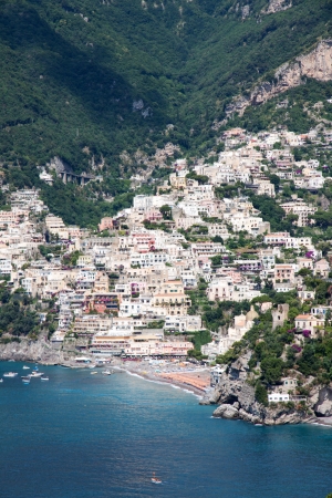 Panoramic view of Positano in the Amalfi Coast, Italyの写真素材