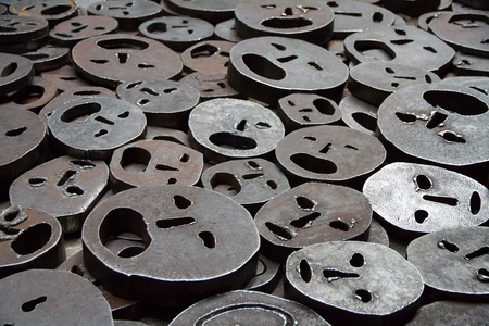 BERLIN, GERMANY - SEPTEMBER 09, 2013  The artwork called Fallen Leaves in a section of the Void in Jewish interior museum in Berlin, Germany のeditorial素材