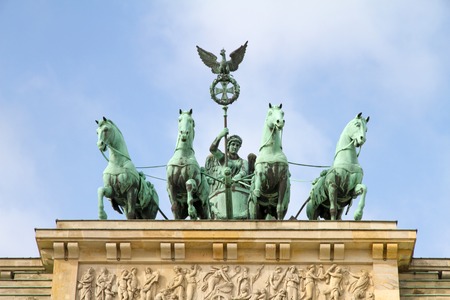 The Brandenburg Gatewith quadriga in Berlin, Germanyの写真素材