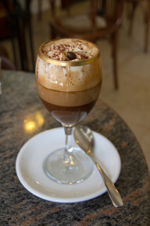 Bicerin, a typical coffe and chocolate with cream drinkの写真素材