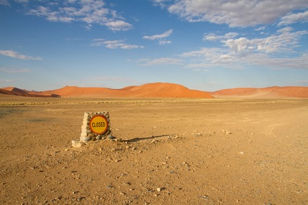 A closed off-road  in the sSossusvlei park, Namibiaの写真素材