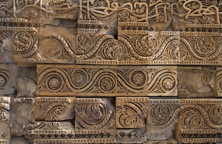 Carved walls of Qutub Minar complex, Delhi, India