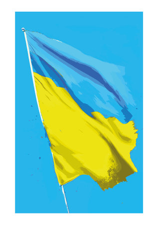 Ukrainian flag on a blue background. Vector illustration of a Ukrainian flag stop warのイラスト素材