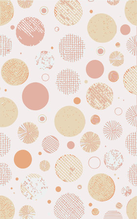 Seamless pattern with circles and dots in pastel colors.のイラスト素材