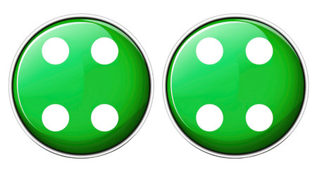 Button with white dots on a white background. 3d rendering.の素材