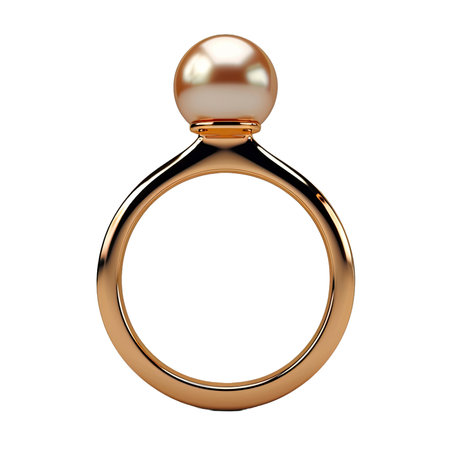 Golden ring with pearls isolated on white background. 3d illustrationの素材
