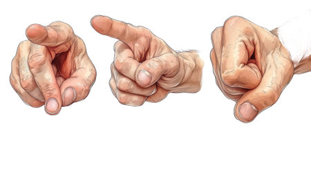 Human hands on a white background. 3d rendering, 3d illustration.の素材