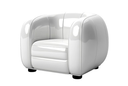 White leather armchair isolated on white background. 3d render.の素材