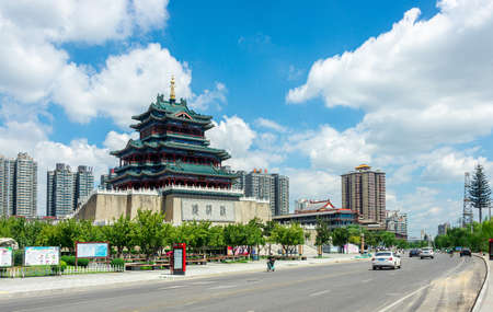 Xianyang City's landmark building, Qingwei Towerのeditorial素材